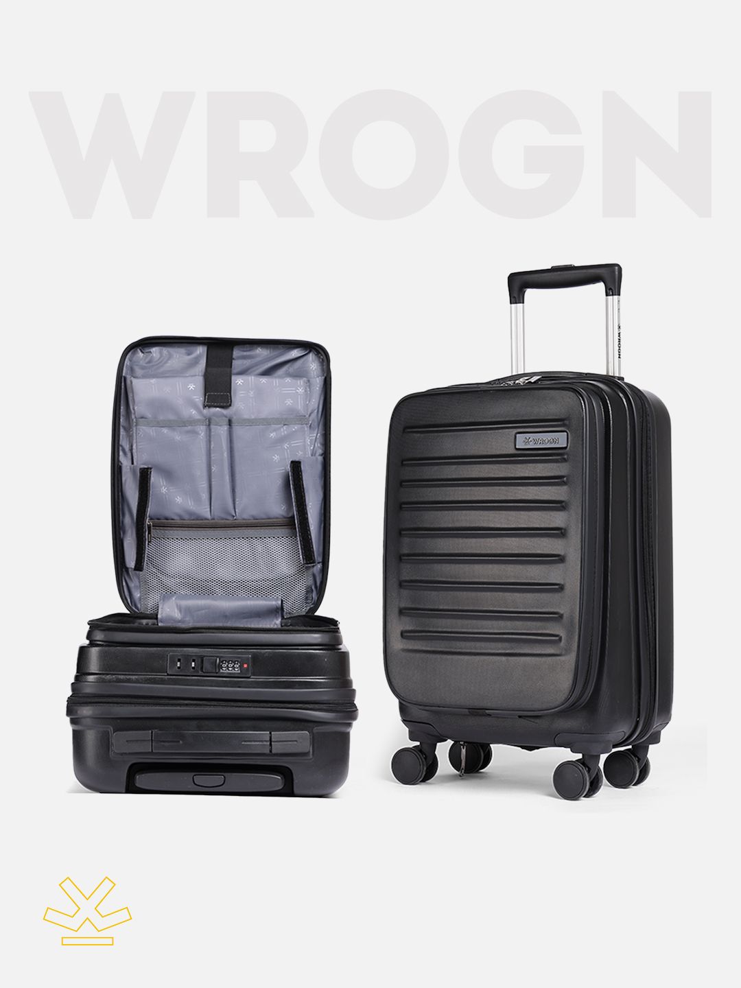 WROGN WRONG Textured Hard Cabin Suitcase Trolley Bag- 50L