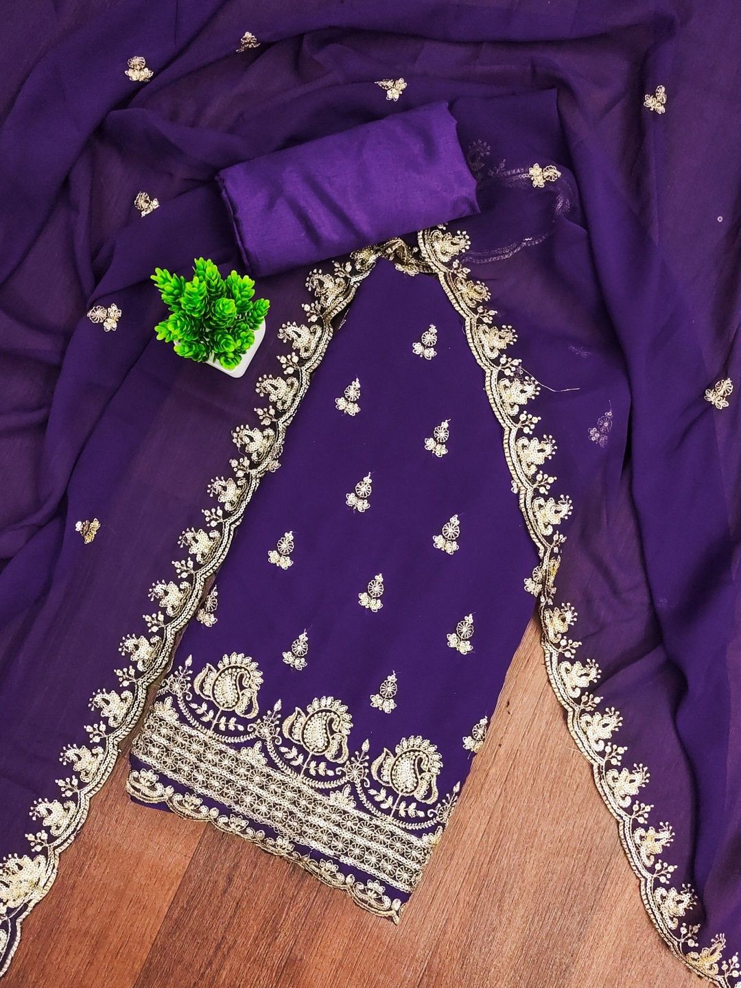 Rangtulika Ethnics Floral Embroidered Unstitched Dress Material