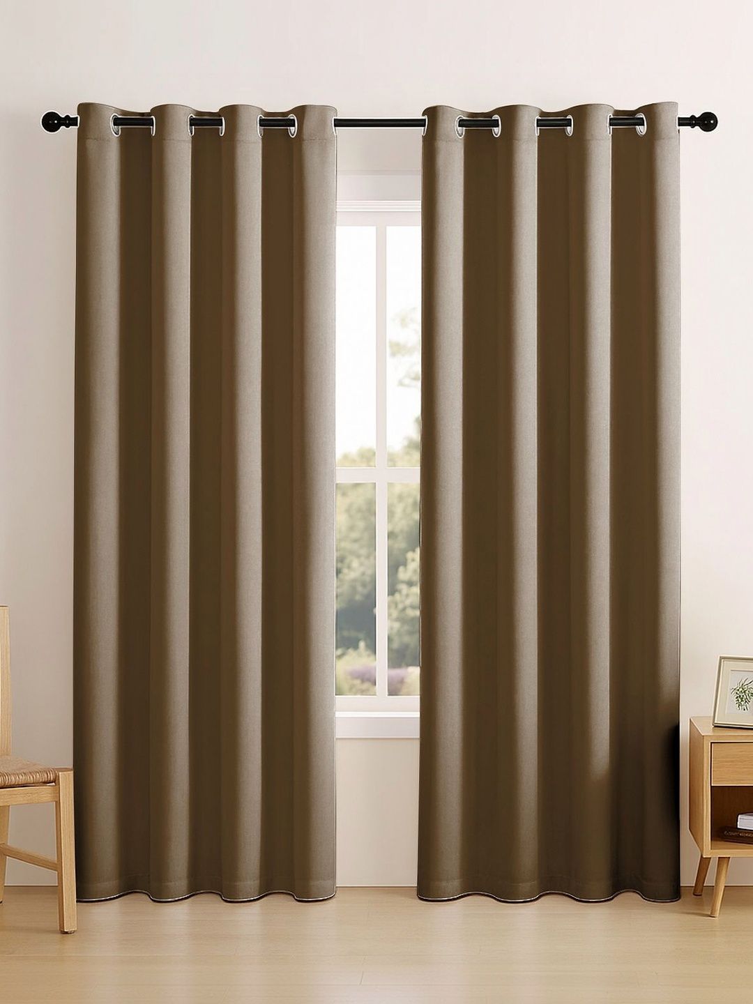 Nefertiti Home Nefertiti Home Coffee Brown Set of 2 Black Out Door Curtain