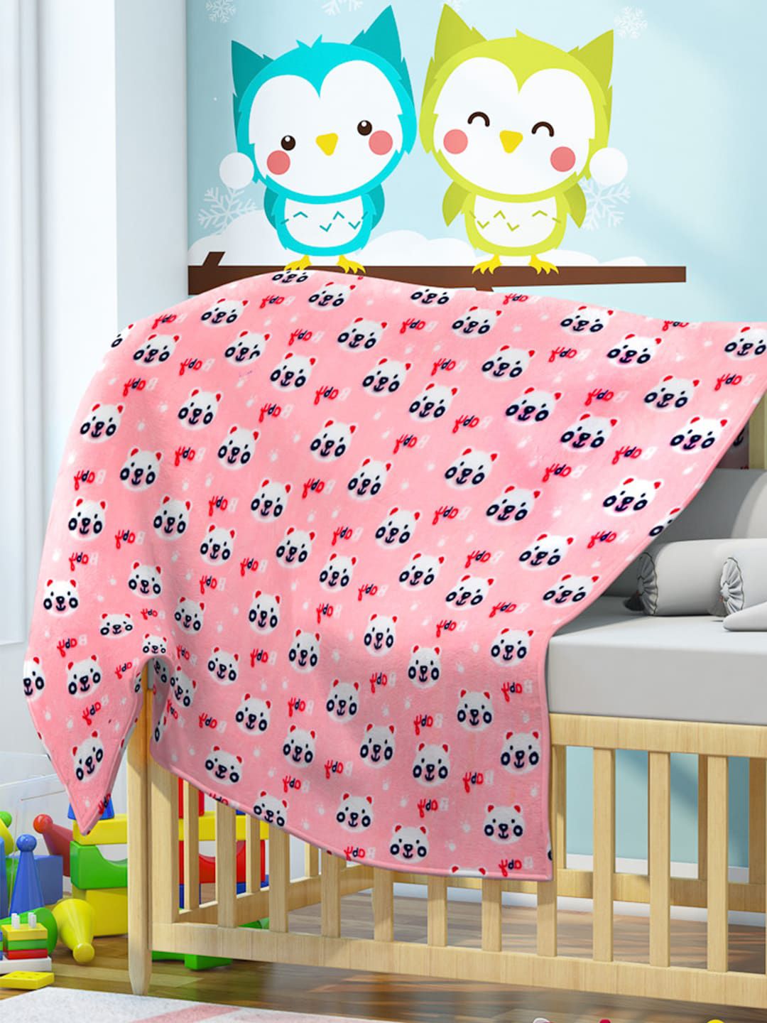 Florida Florida Kids Pink & Blue Cartoon Characters AC Room 300 GSM Single Bed Blanket