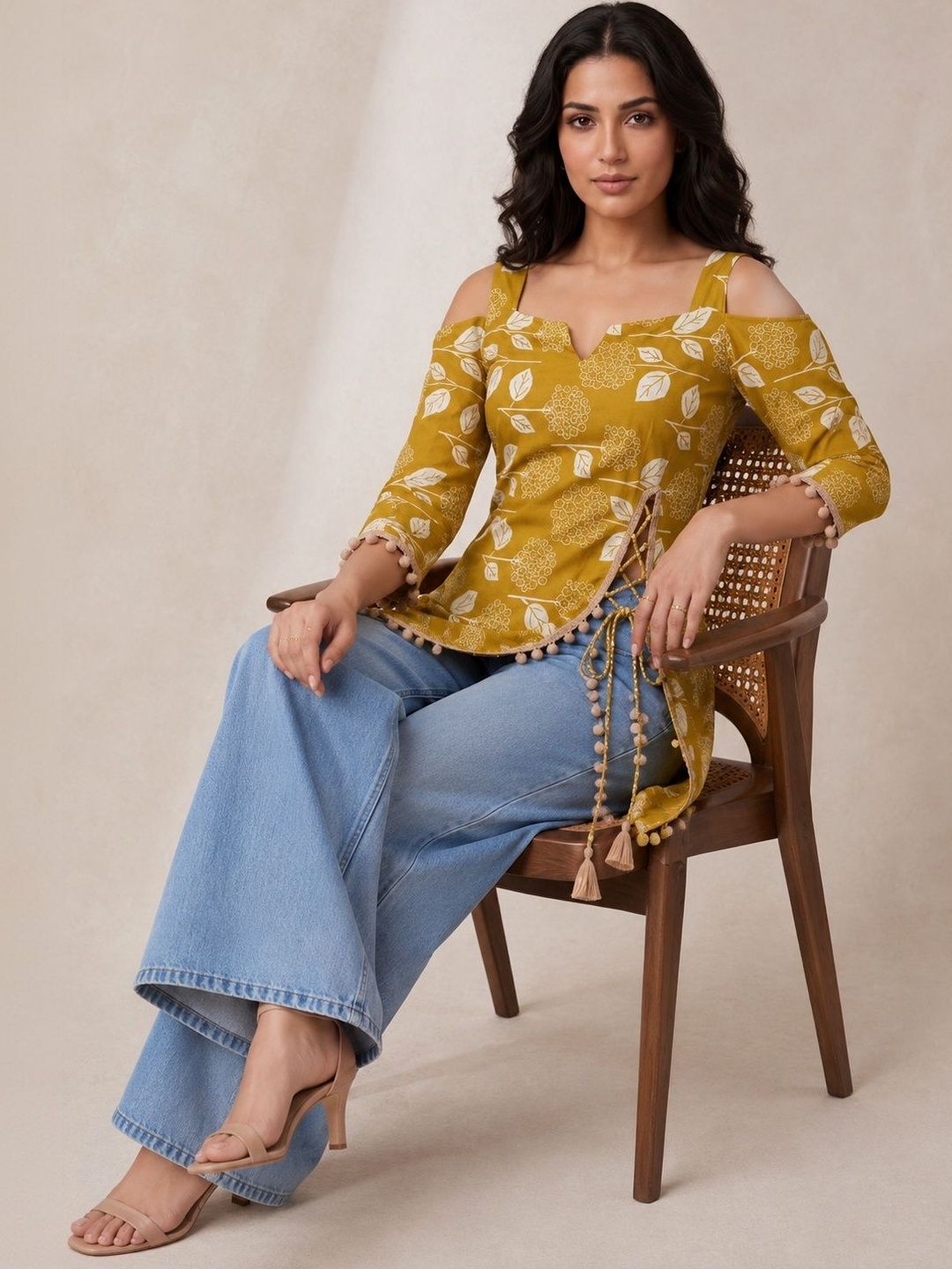 KATARA FASHION KATARA FASHION Floral Print Cold-Shoulder Top
