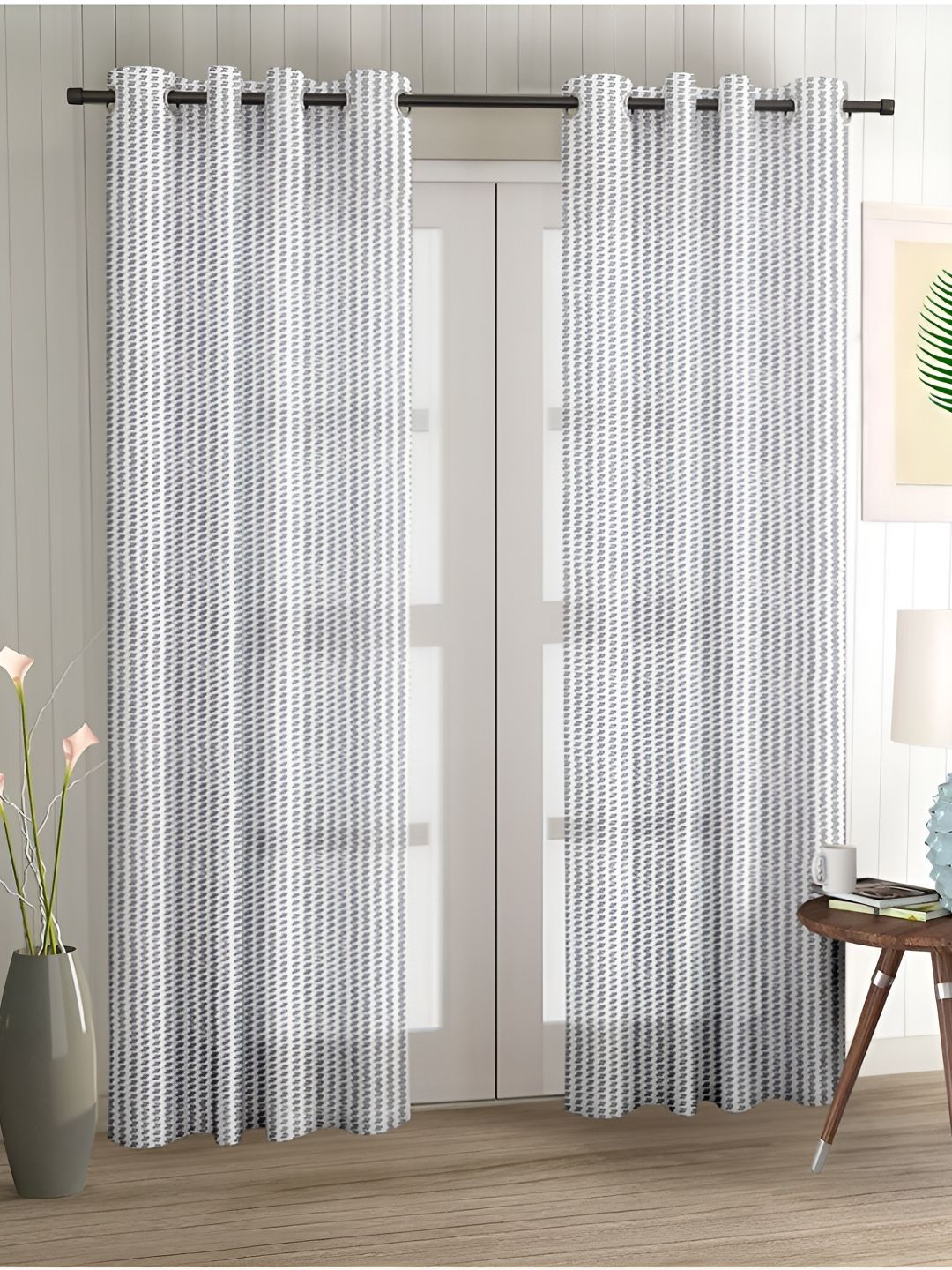 Aura White 2 Pieces Sheer Long Door Curtains