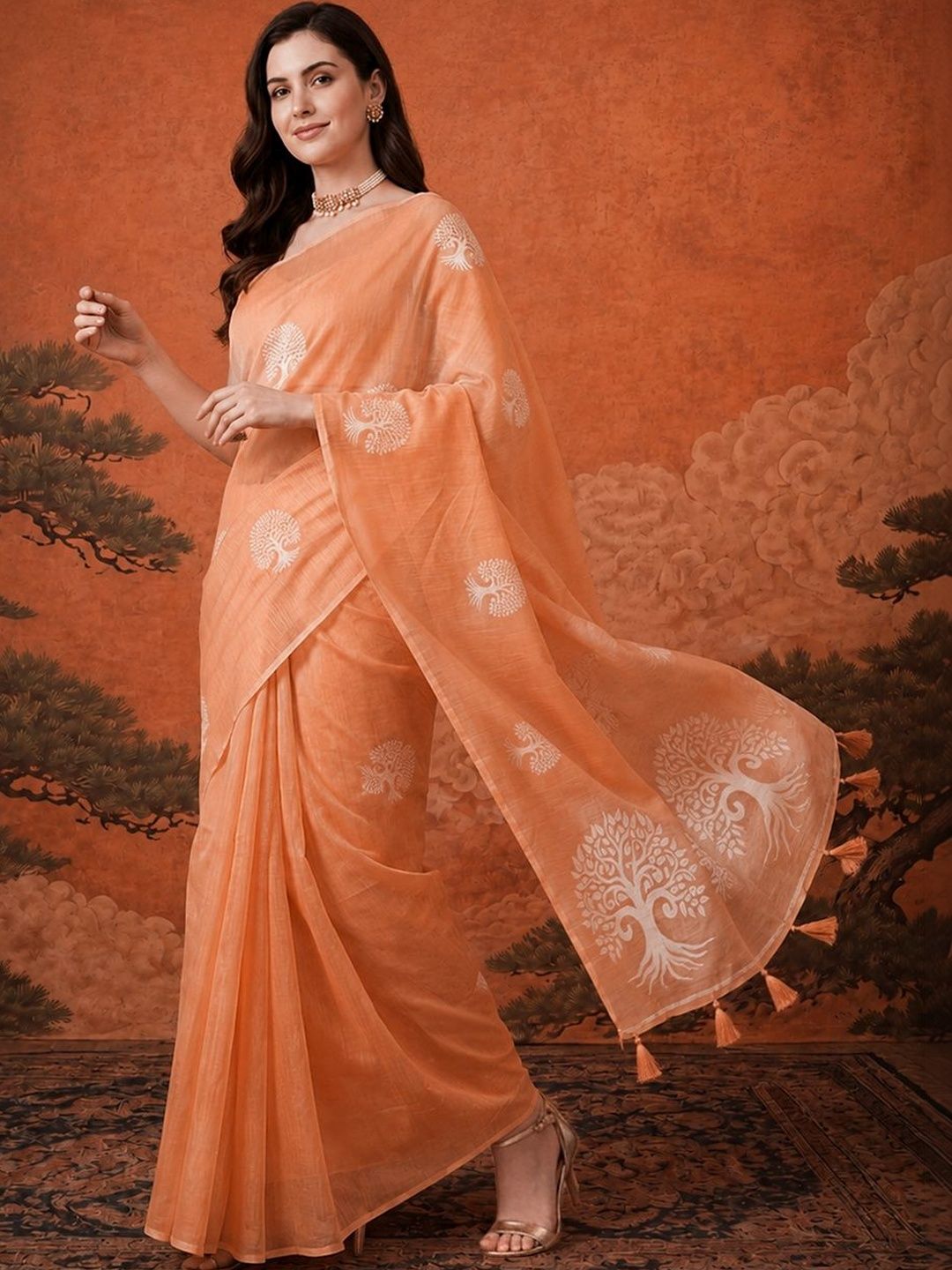 Sangria Ethnic Motifs Zari Pure Cotton Handloom Kanjeevaram Saree