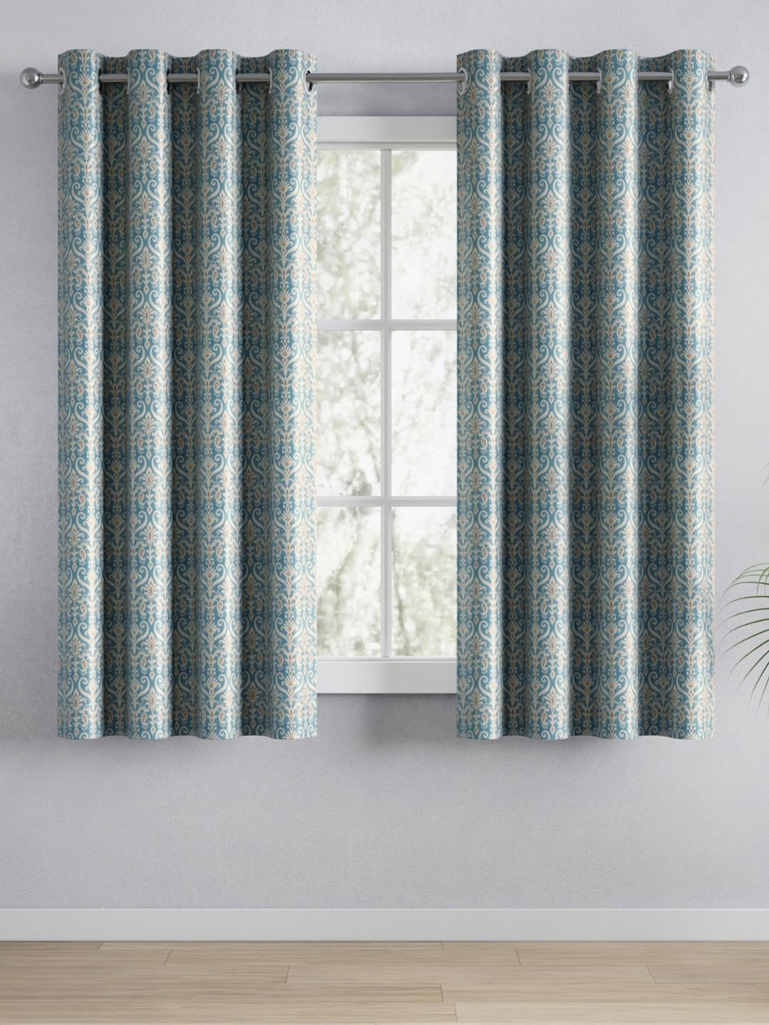 haus & kinder Blue & White Set of 2 Ethnic Motifs Room Darkening Window