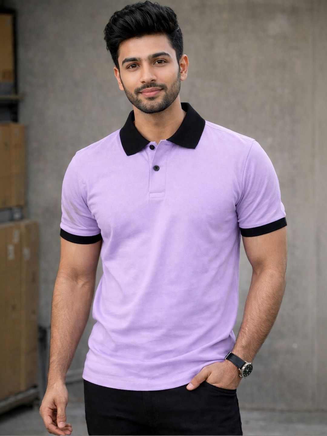 FARICON Men Polo Collar T-shirt
