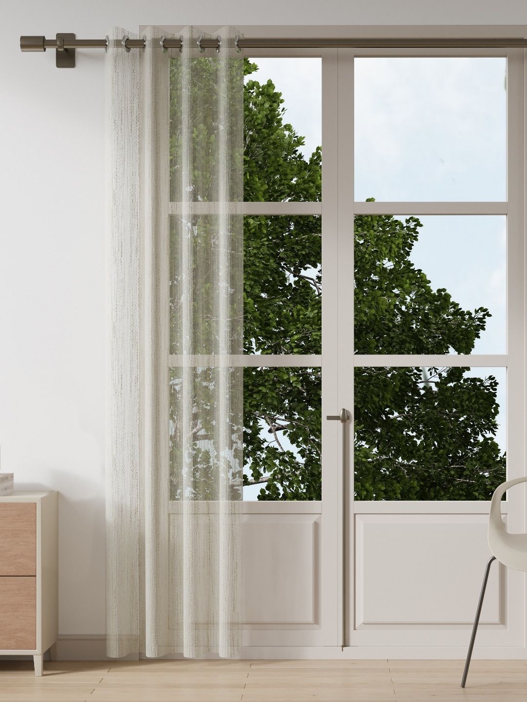 DDecor DDecor Grey Striped Sheer Door Curtain