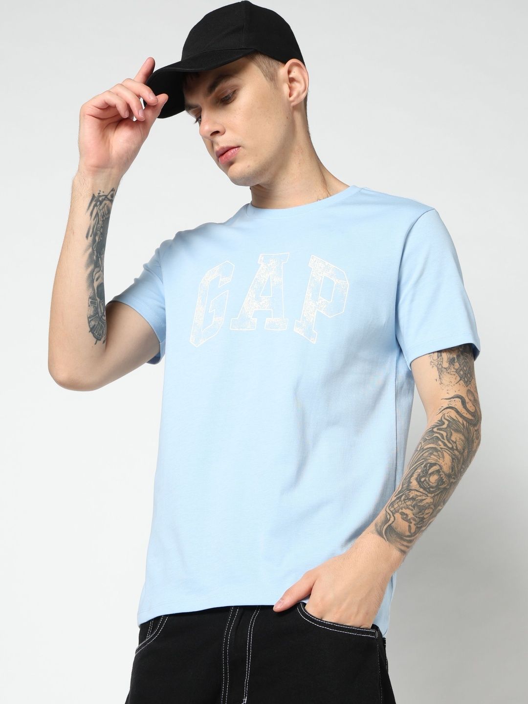 GAP Brand Logo Printed Pure Cotton Slim Fit T-shirt