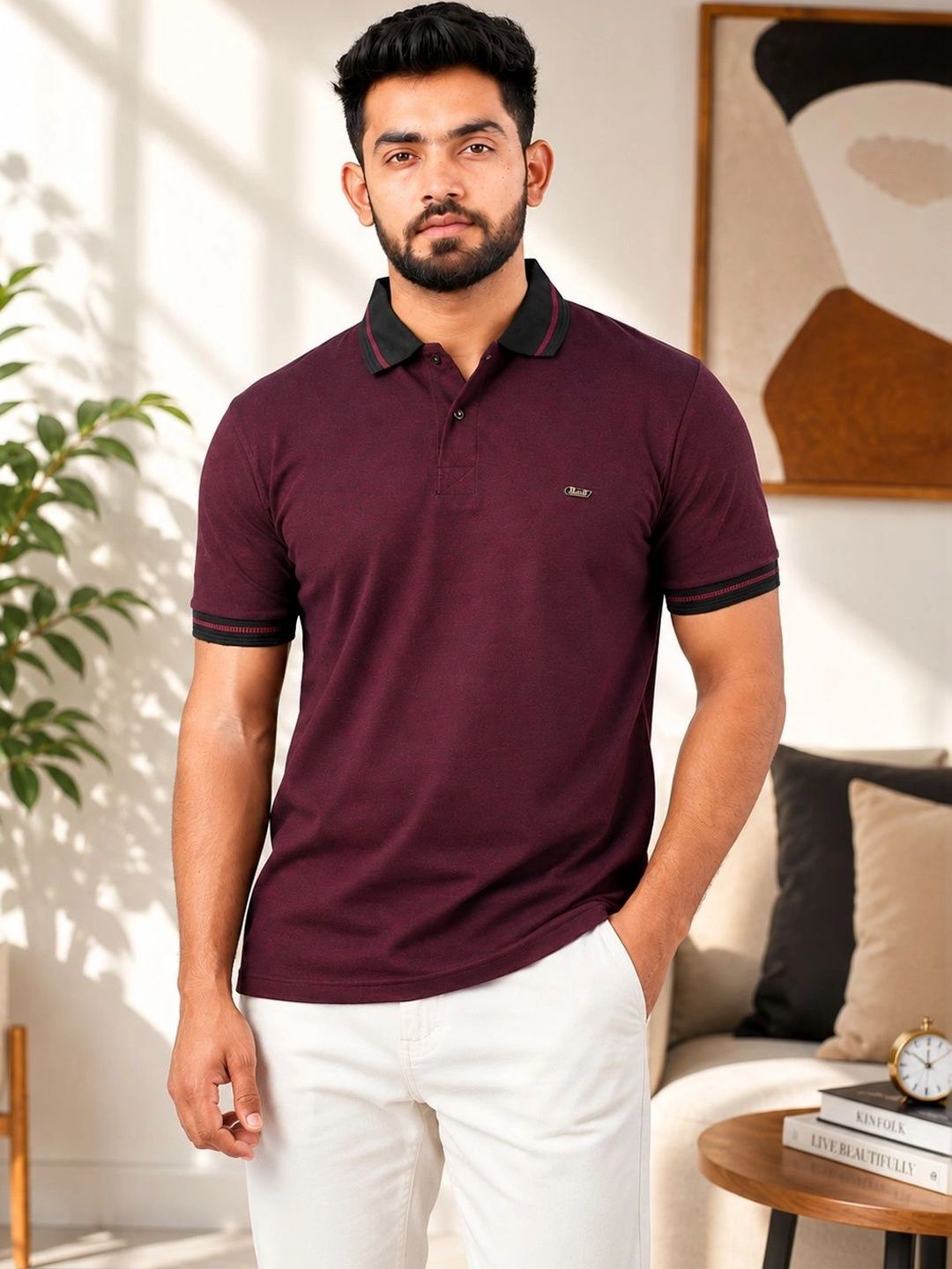OZONECO Men Polo Collar T-shirt