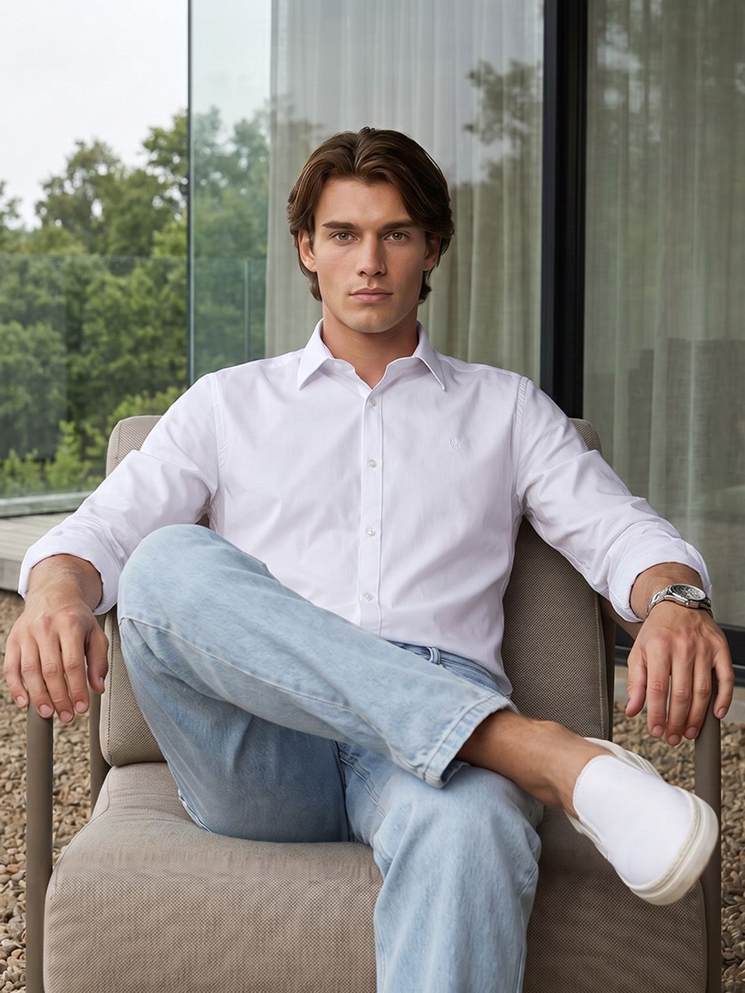 French Connection Spread Collar Casual Shirt