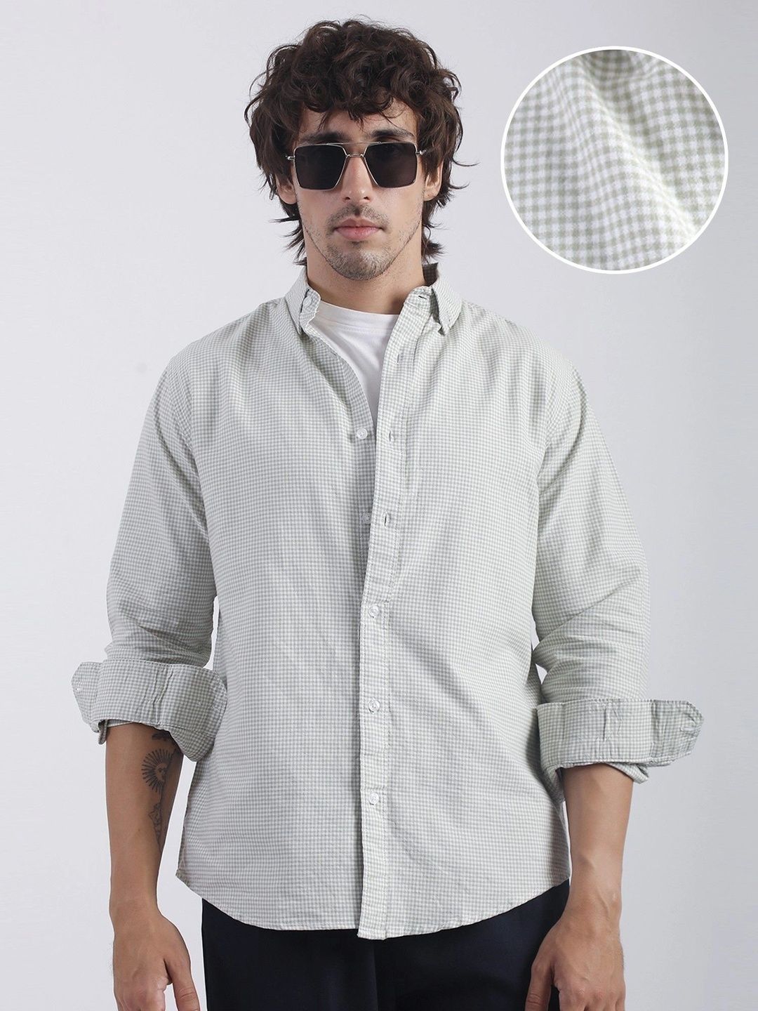 Maniac Men Comfort Mini Checks Casual Shirt