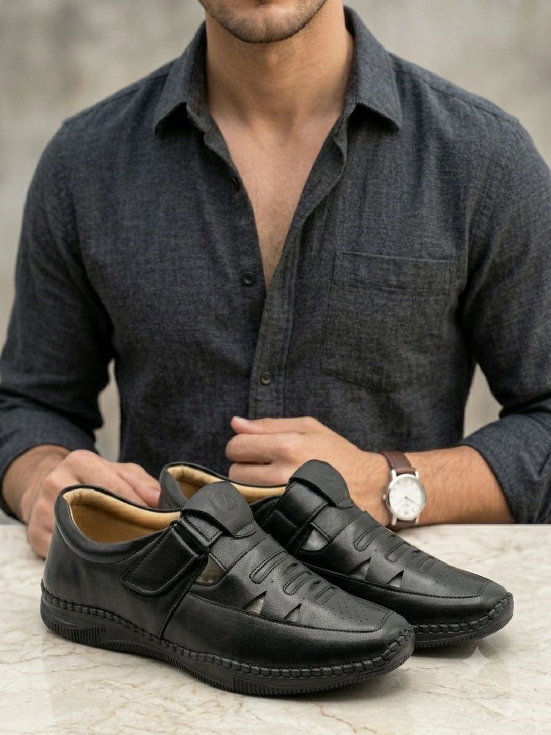 HERE&NOW Men Shoe-Style Sandals