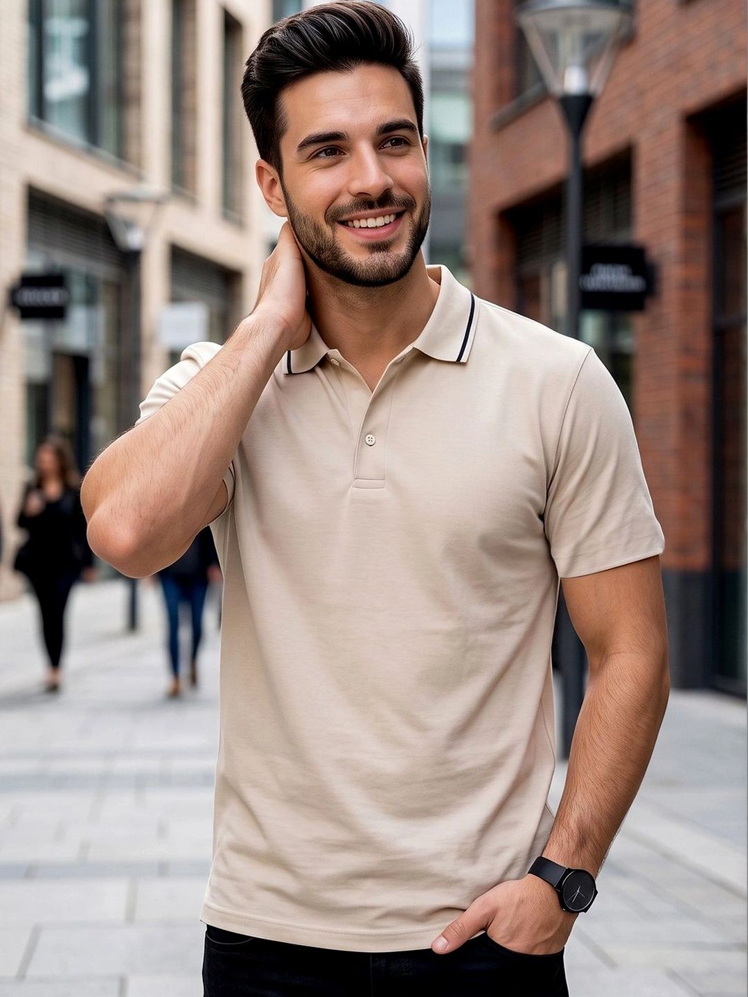 HERE&NOW Men Polo Collar T-shirt
