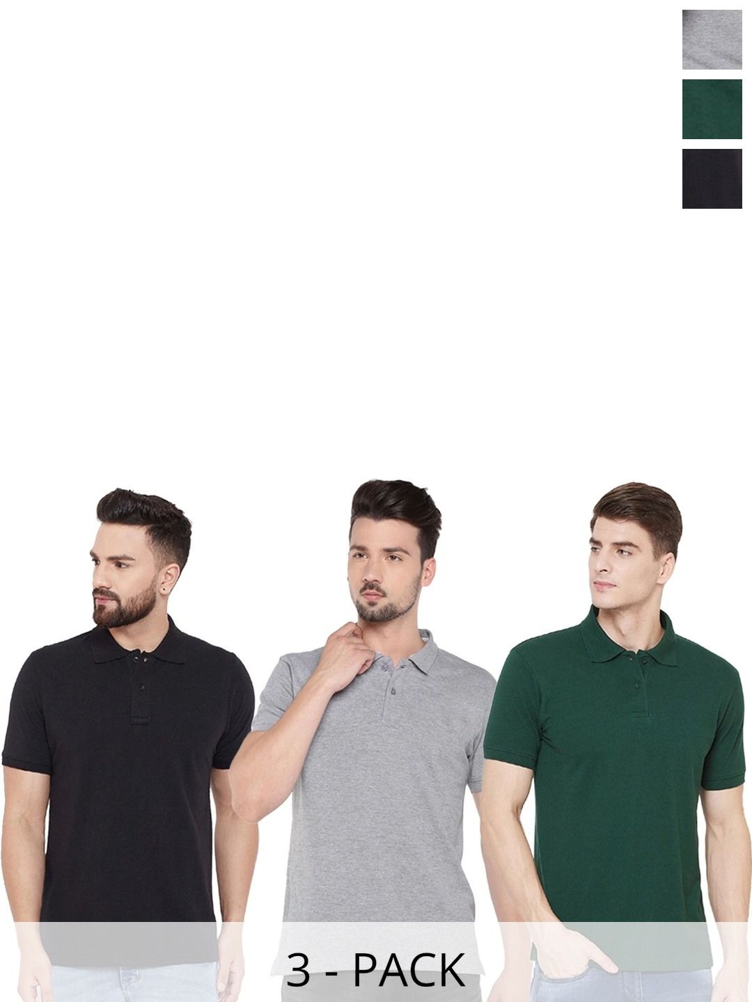 FUNKY GUYS Men 3 Polo Collar Dri-Blend Slim Fit T-shirt