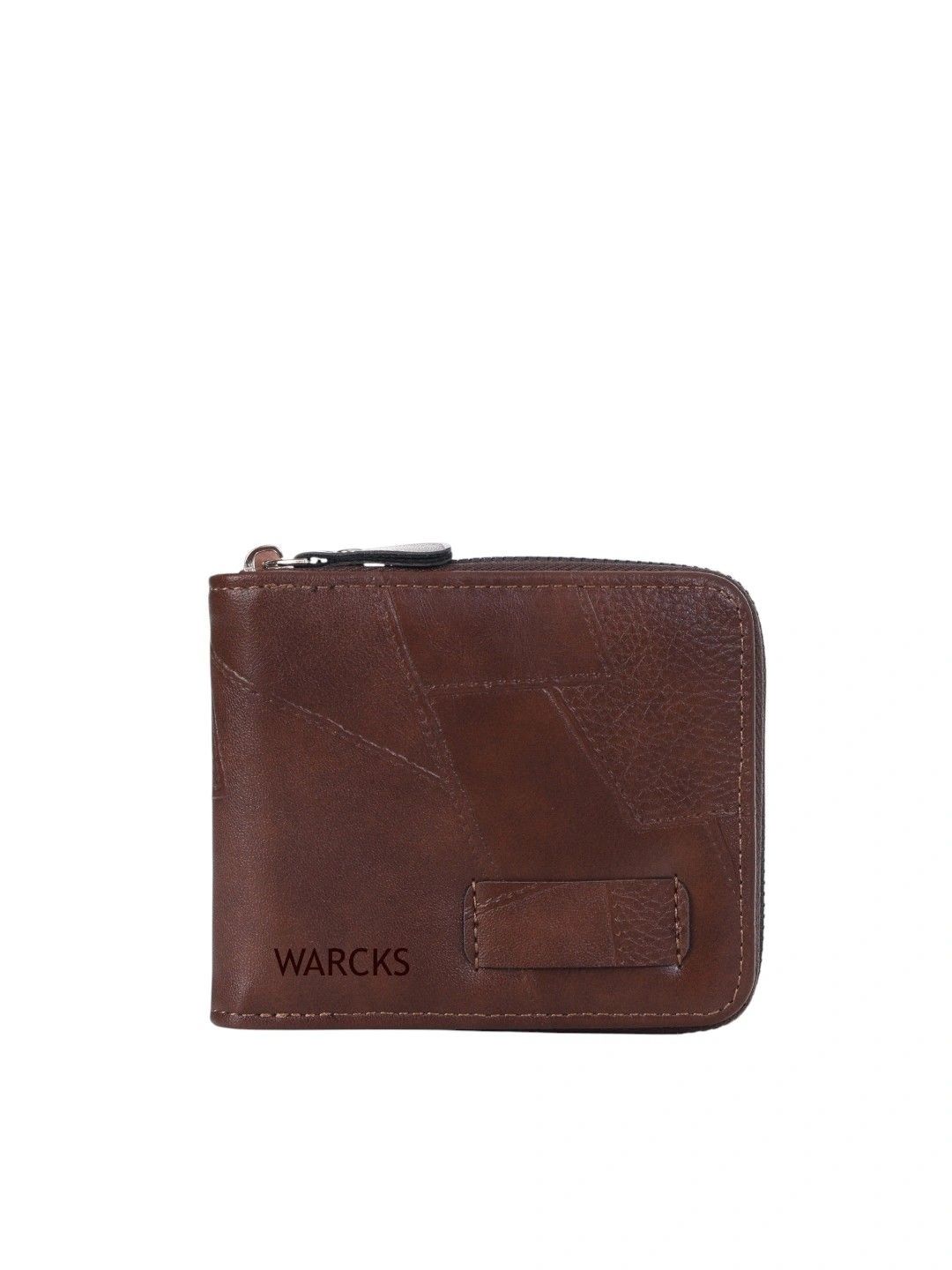 warcks Men Geometric Textured PU Zip Around Wallet