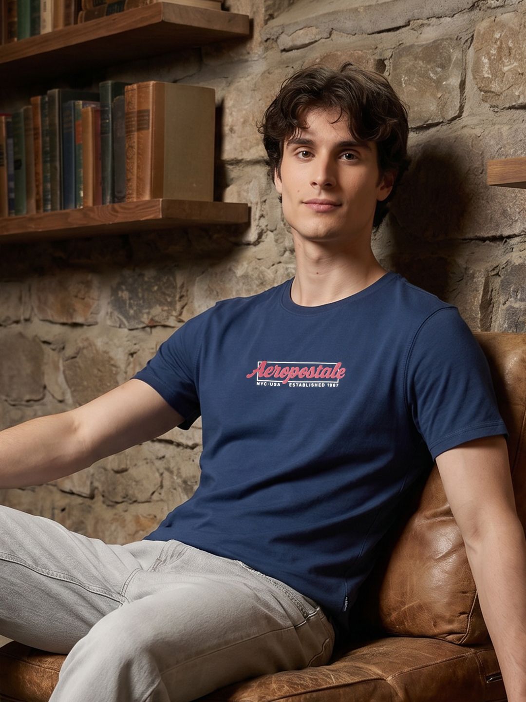 Aeropostale Brand Logo Printed Pure Cotton T-shirt