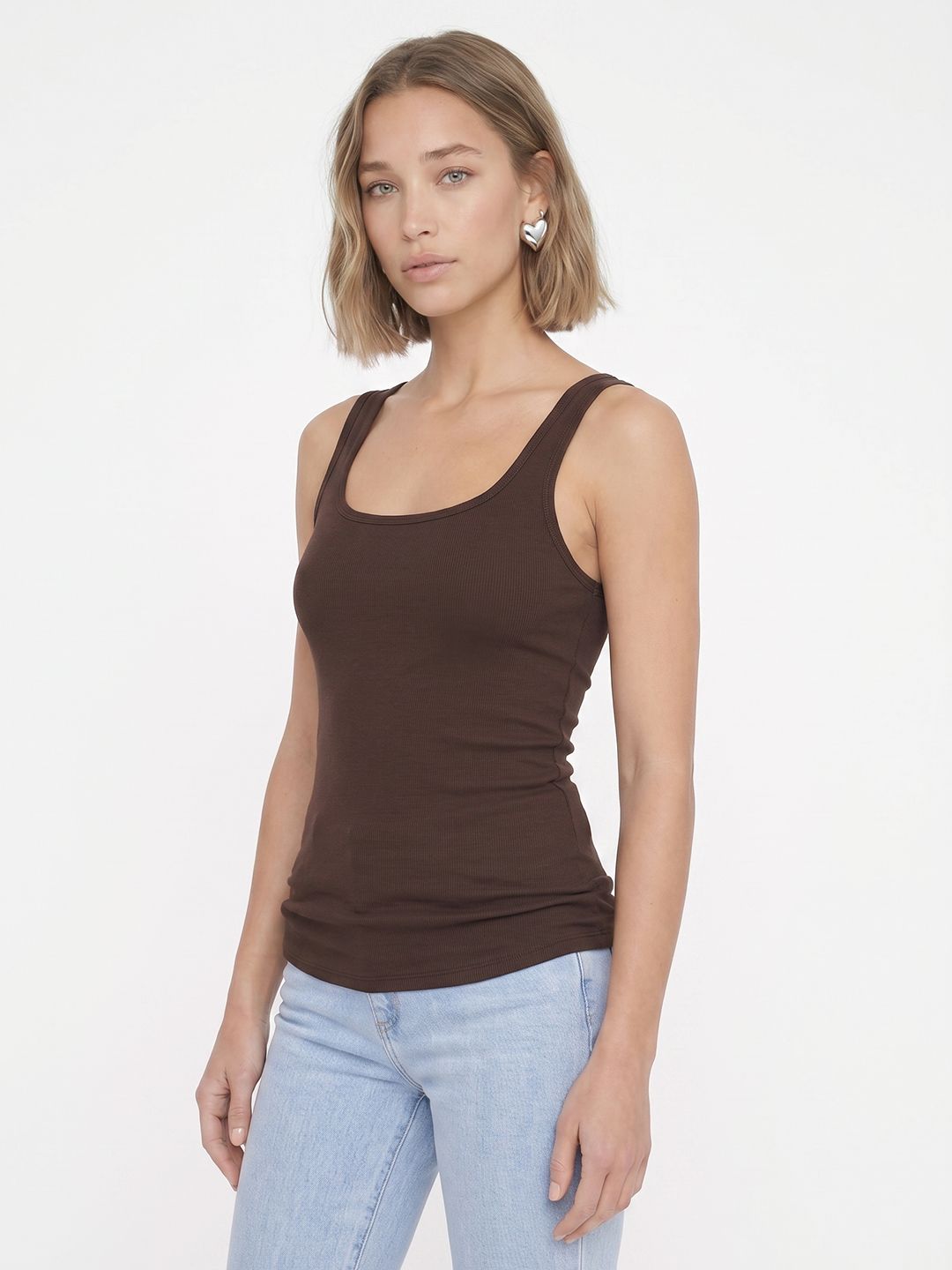 MANGO MANGO Scoop Neck Linen Tank Top