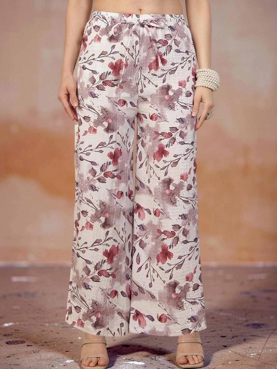 Jinfo Women Floral Printed Crepe Ethnic Palazzos