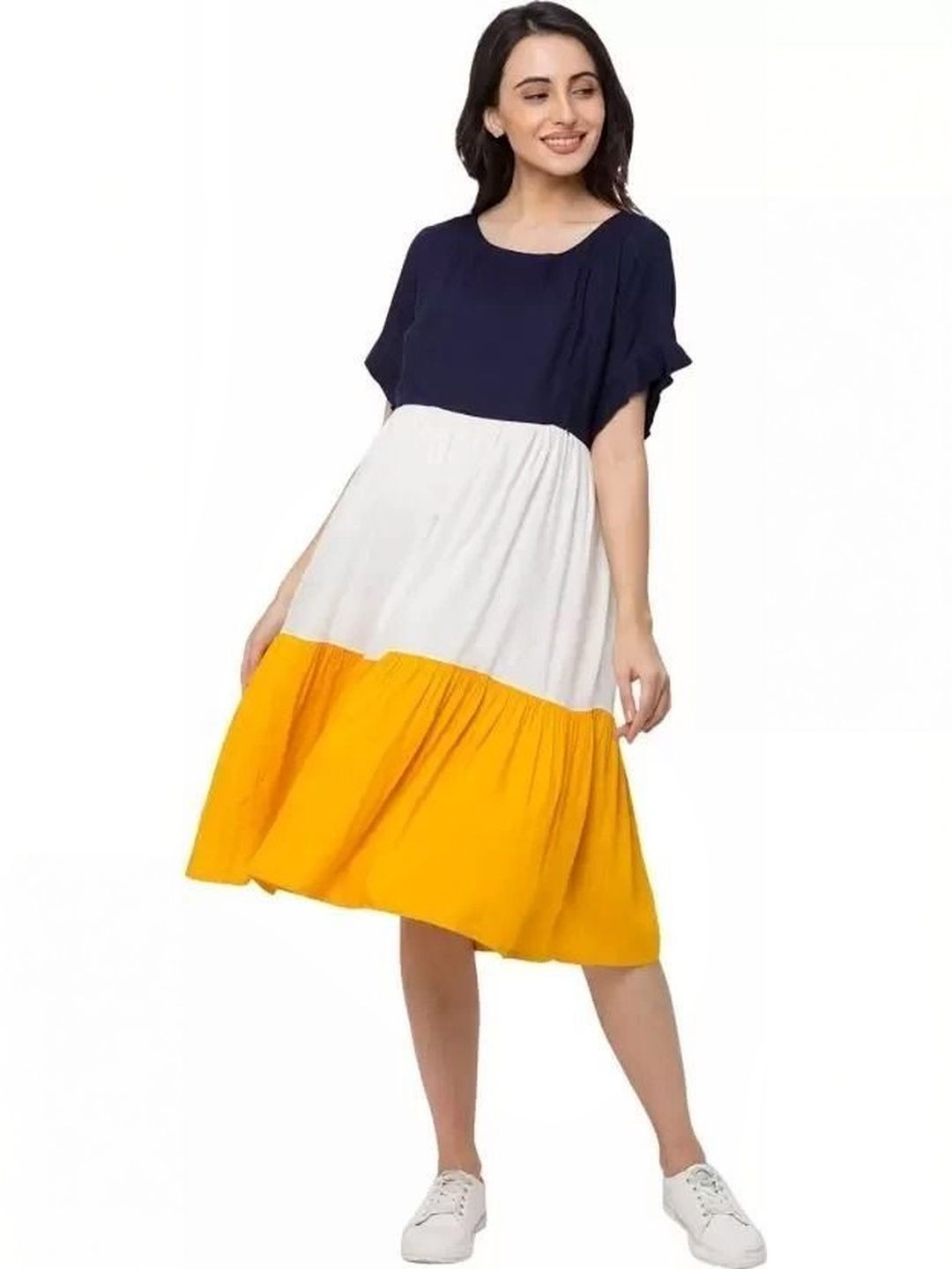 RAYIE COLLECTION Colourblocked Maternity Fit & Flare Midi Dress