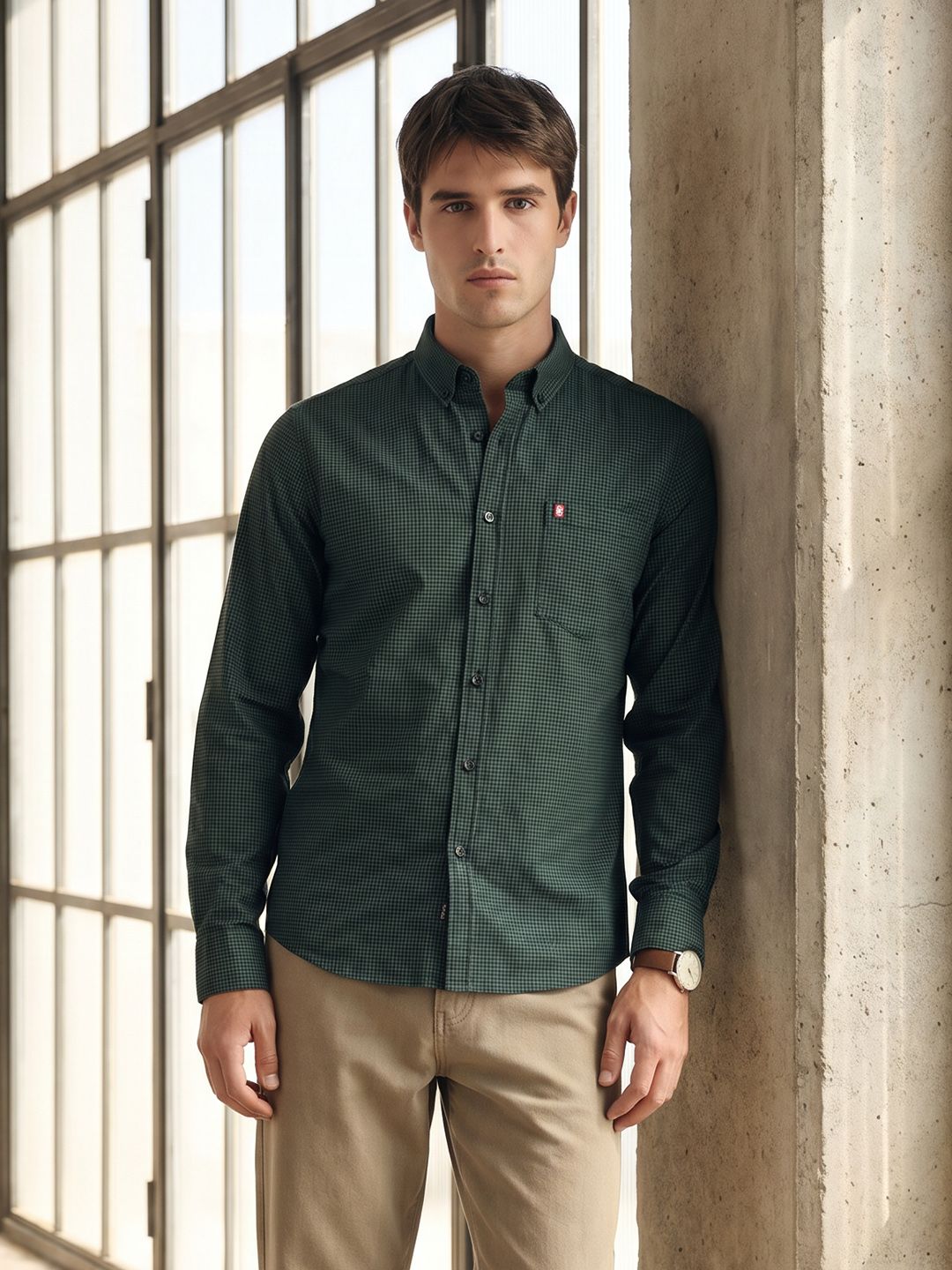 THE SHIRT CODE Micro Checked Casual Shirt