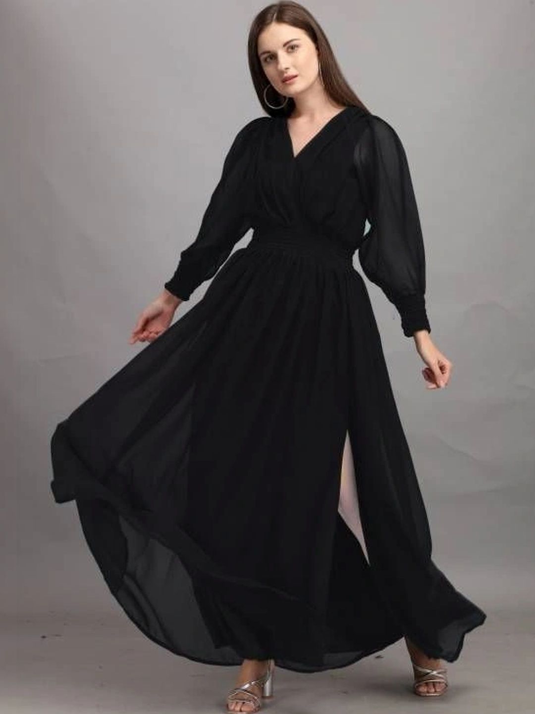 RAYIE COLLECTION Puff Sleeve Georgette Fit & Flare Maxi Dress