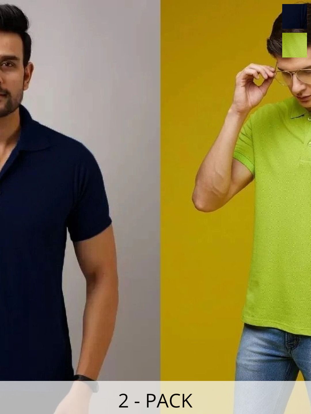 PIXFAB Men 2 Polo Collar Abzorb Pockets T-shirt