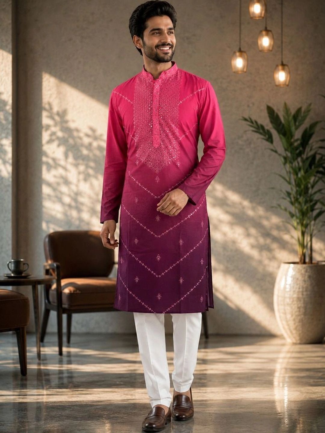 Dincharya Men Embellished Sequinned Kurta