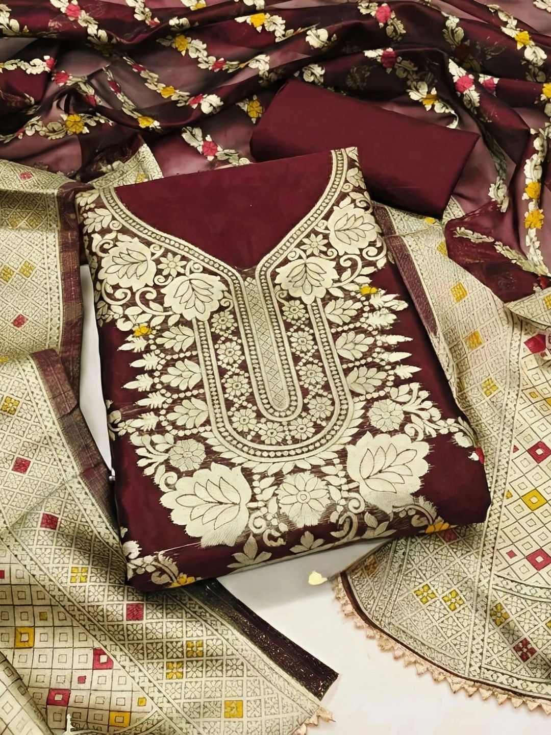 Dhaaga Ghar Organza Unstitched Dress Material