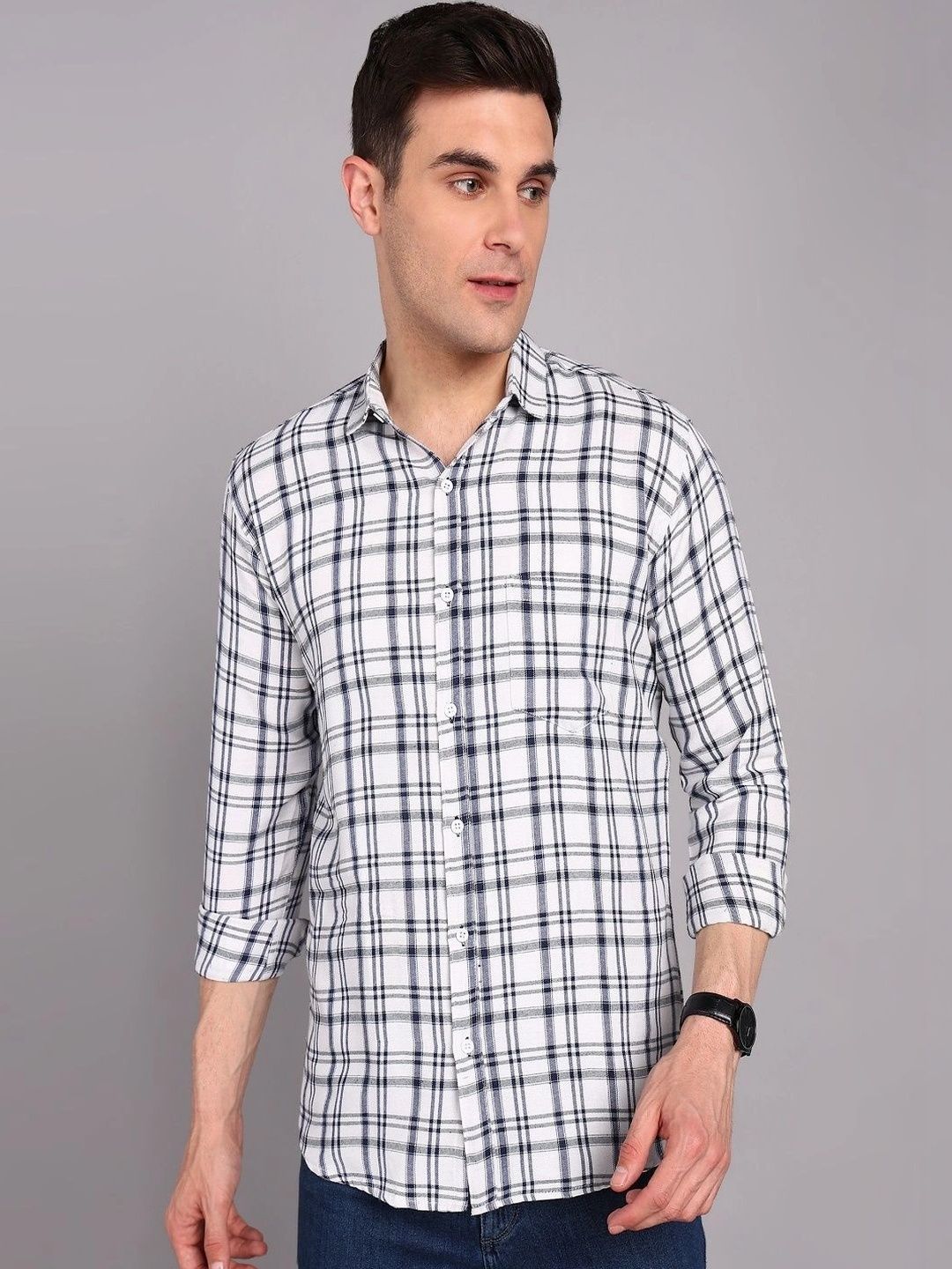 COTNZIP Men Checked Casual Shirt