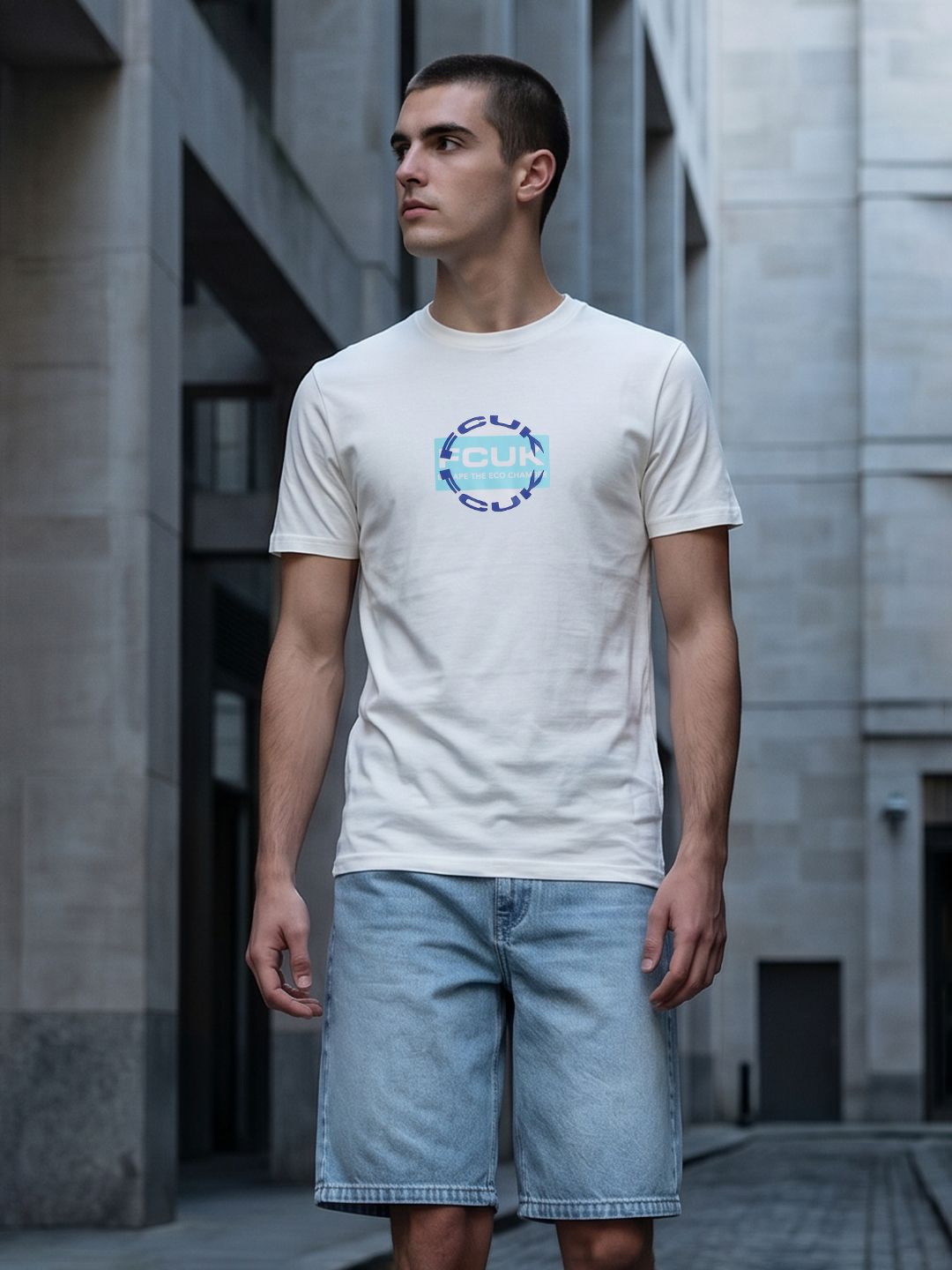 FCUK Brand Logo Printed Pure Cotton T-shirt