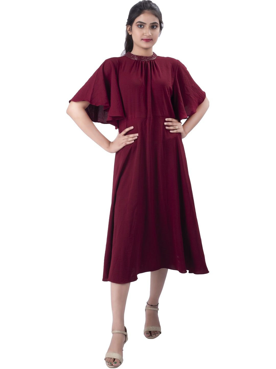 RAYIE COLLECTION Flared Sleeve Fit & Flare Midi Dress