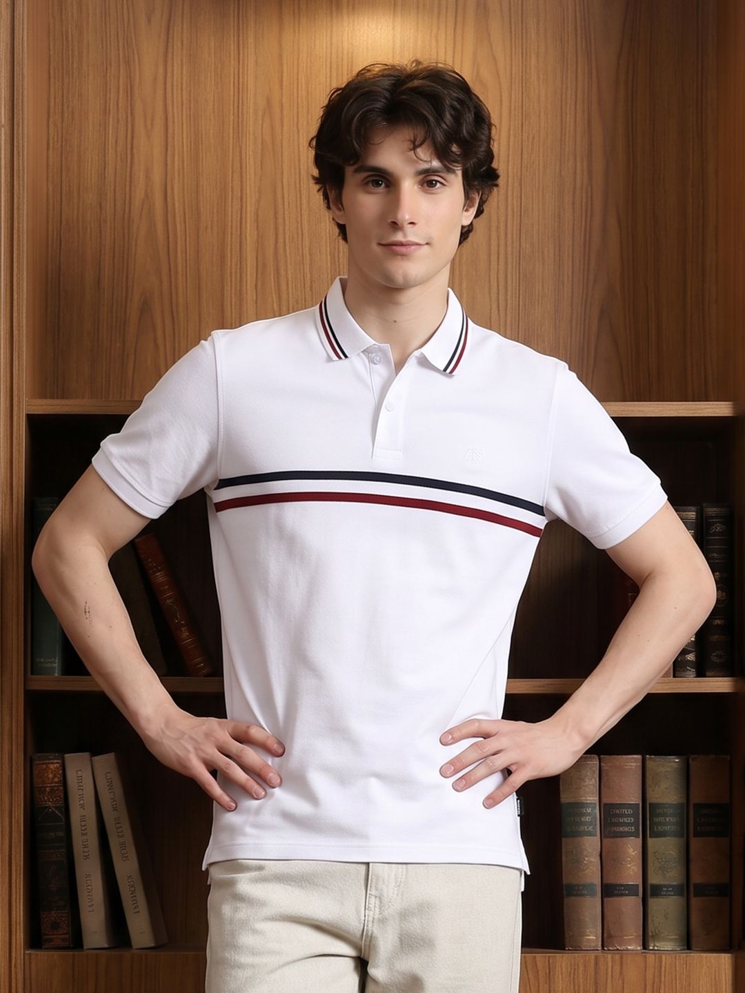 Aeropostale Striped Polo Collar Pure Cotton T-shirt
