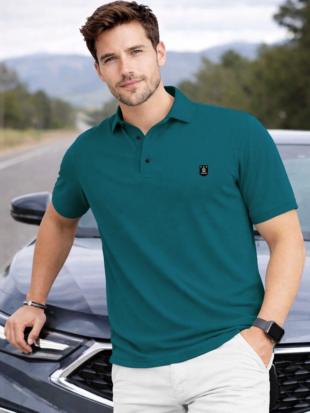 VeBNoR Men Polo Collar T-shirt