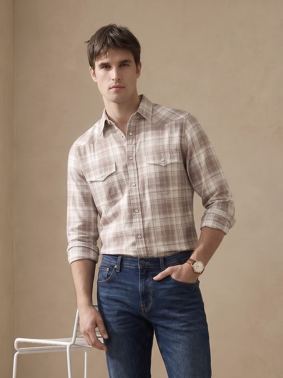 THE SHIRT CODE Checked Casual Shirt