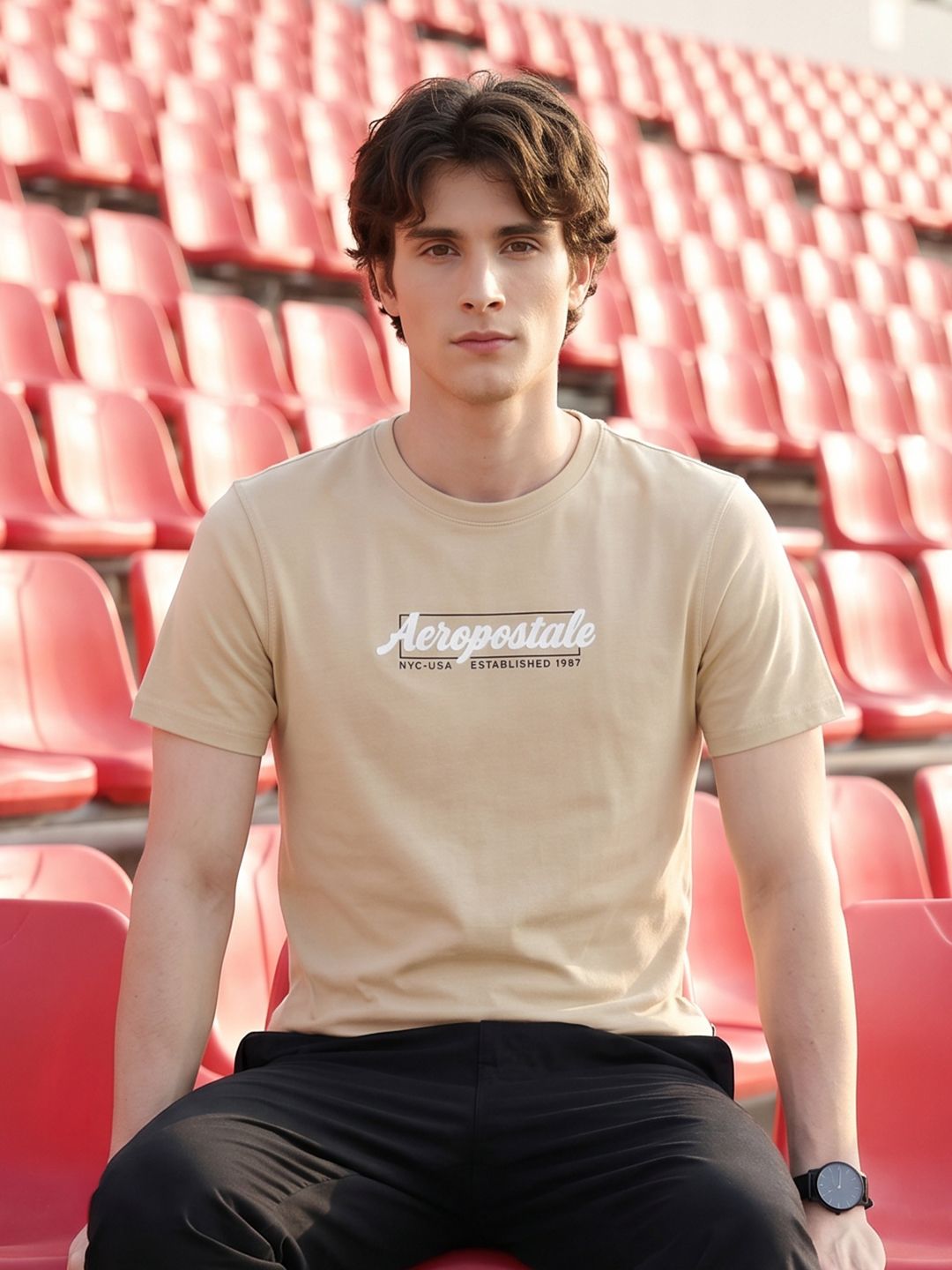 Aeropostale Brand Logo Printed Pure Cotton T-shirt