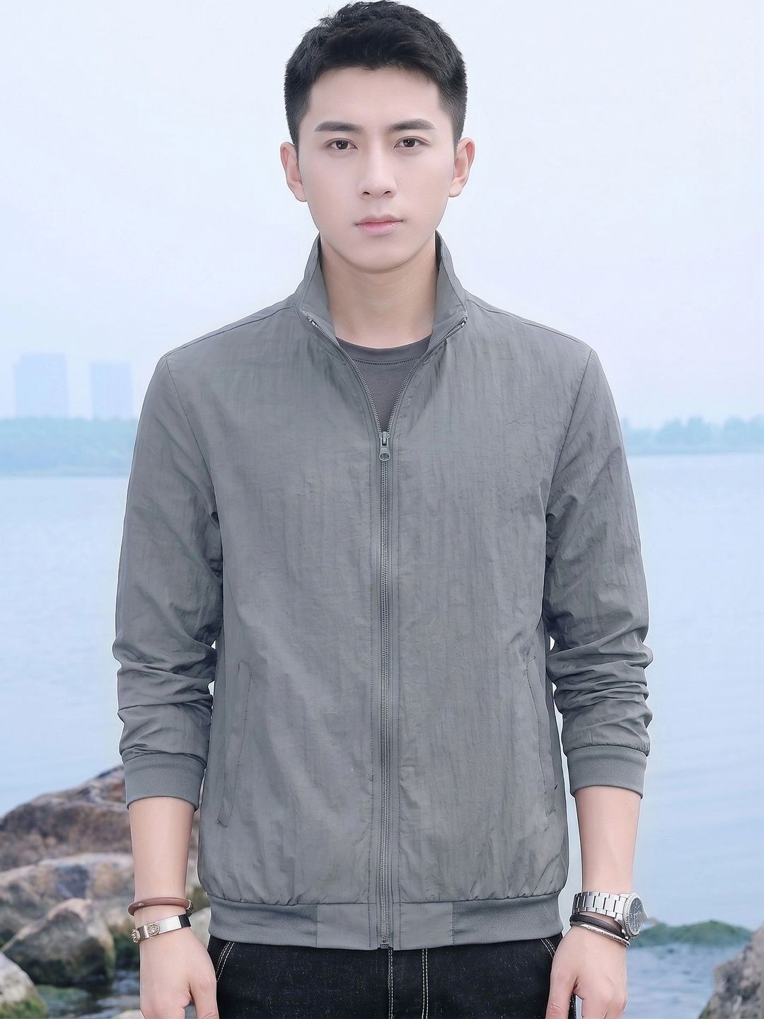 StyleCast x Revolte Men Lightweight Outdoor Bomber Jacket
