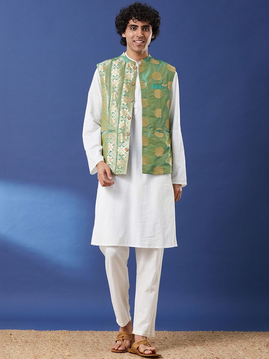 Taavi Embellished Woven Nehru Jackets