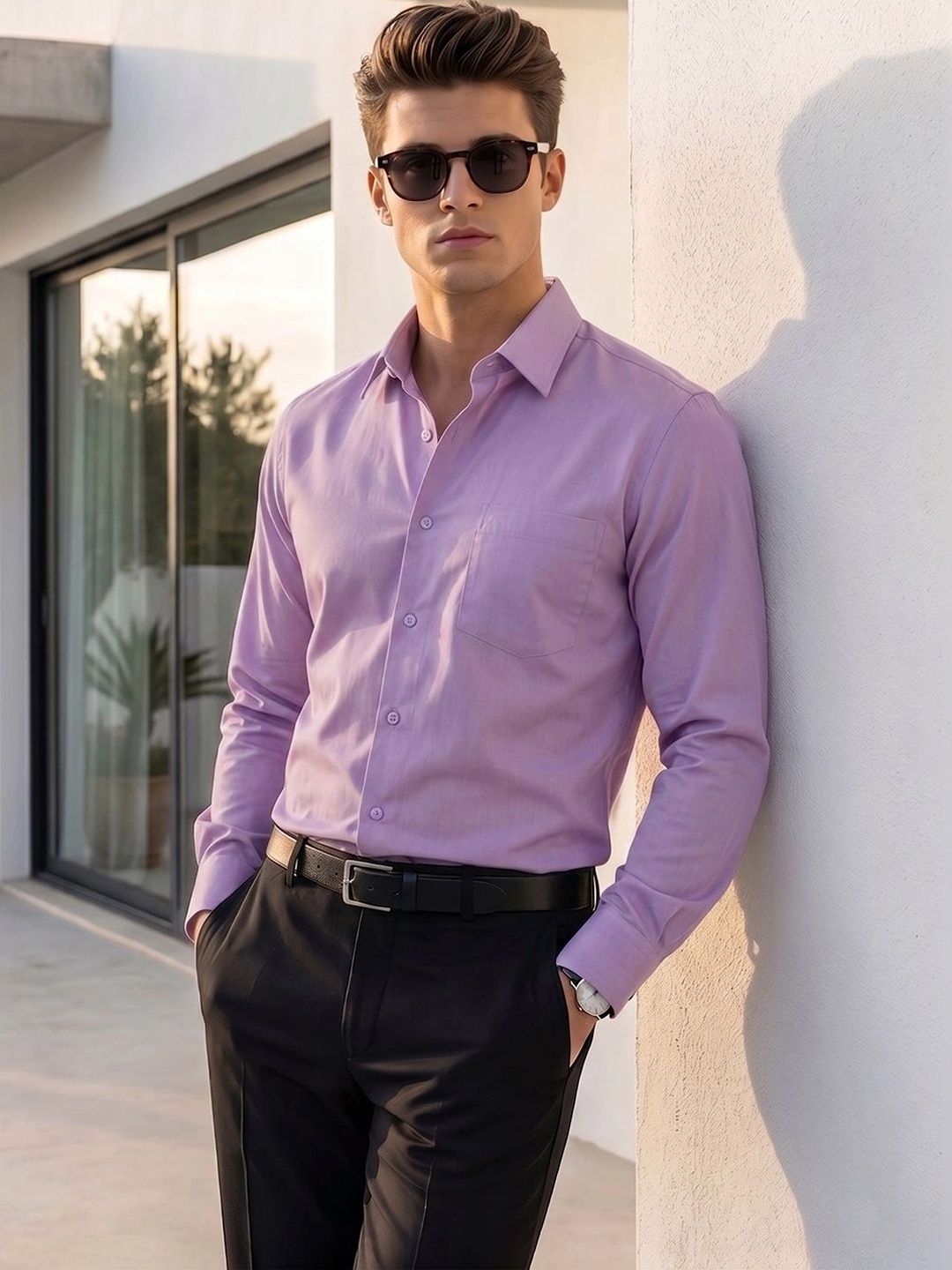 Roadster The Roadster Lifestyle Co. Comfort Satin Cotton Spread Collar Shirt