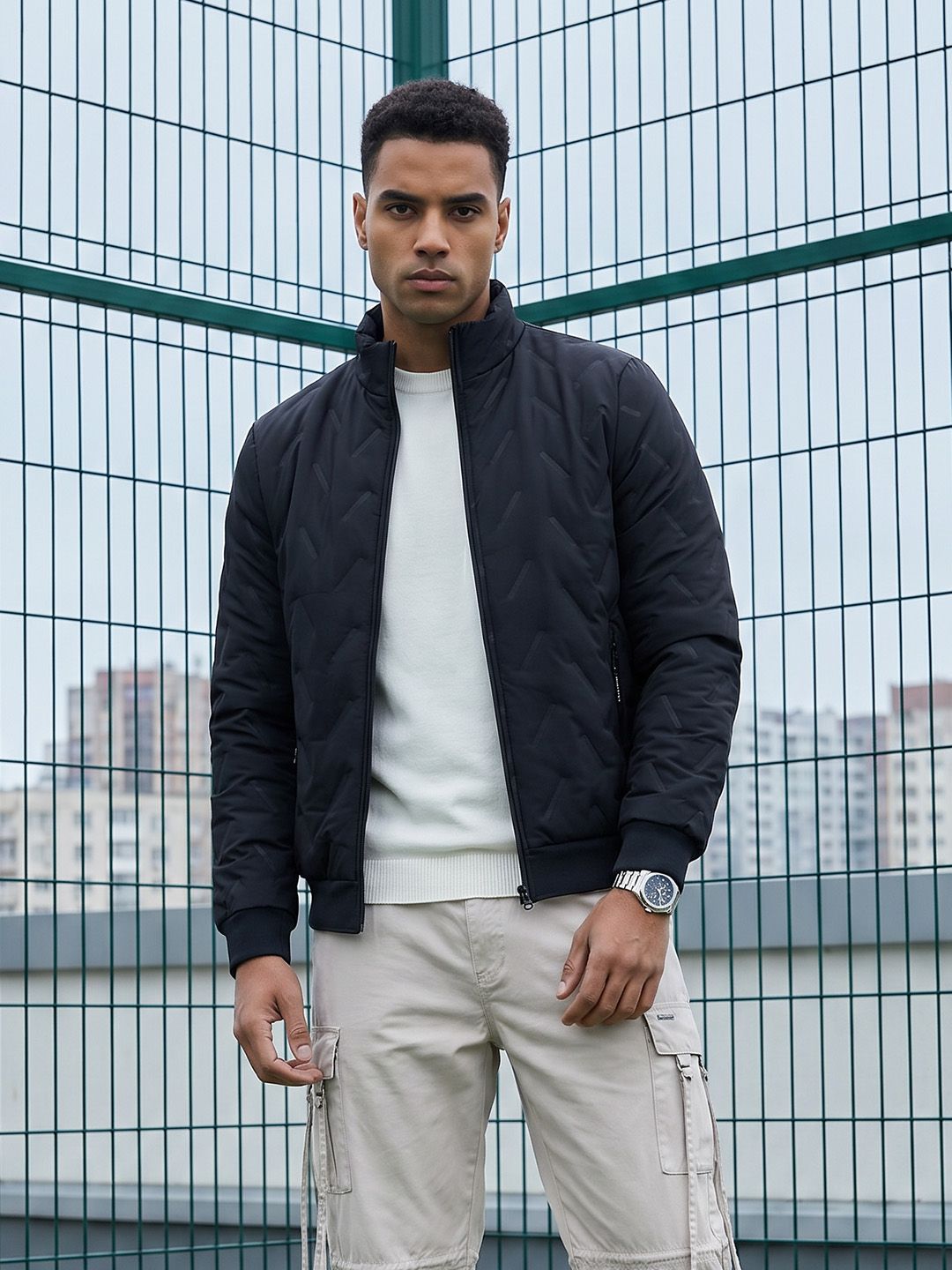 HERE&NOW Mock Collar Padded Jacket