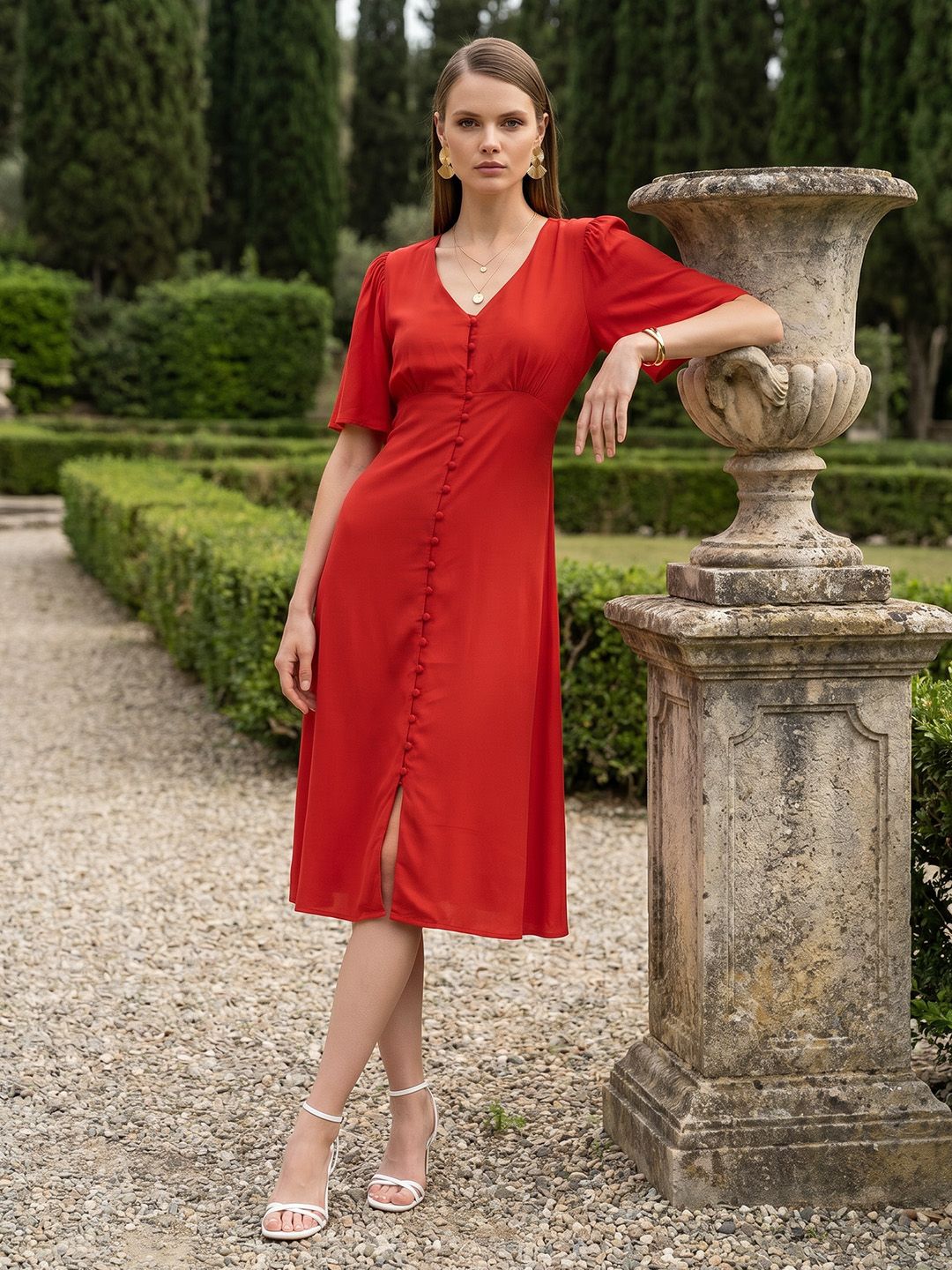 Chemistry Flared Sleeve Fit & Flare Midi Dress