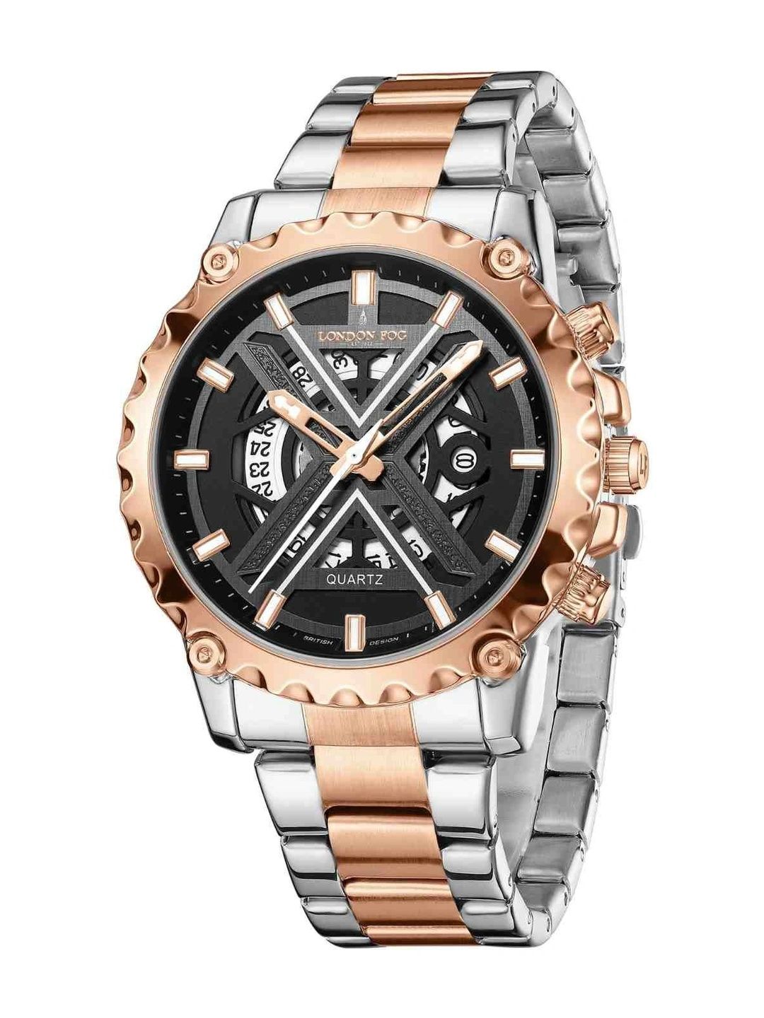 LONDON FOG LONDON FOG Men Dial & Stainless Steel Bracelet Style Straps Analogue Watch LFM10016-22