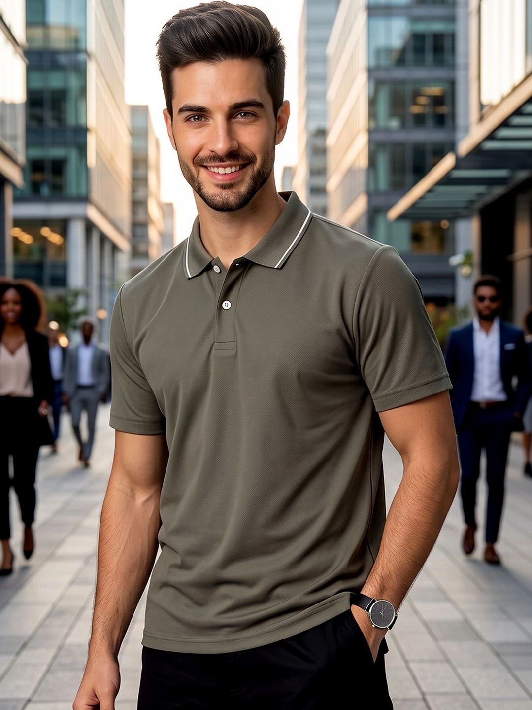 GENZA Men Polo Collar T-shirt