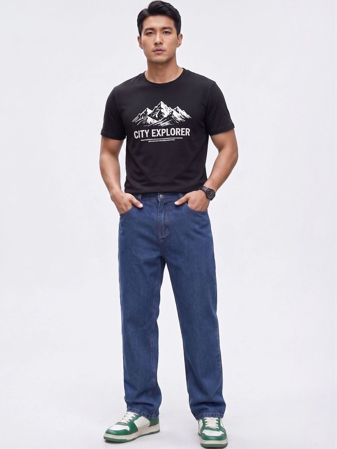 HERE&NOW Men Relaxed Fit Mid-Rise Stretchable Jeans