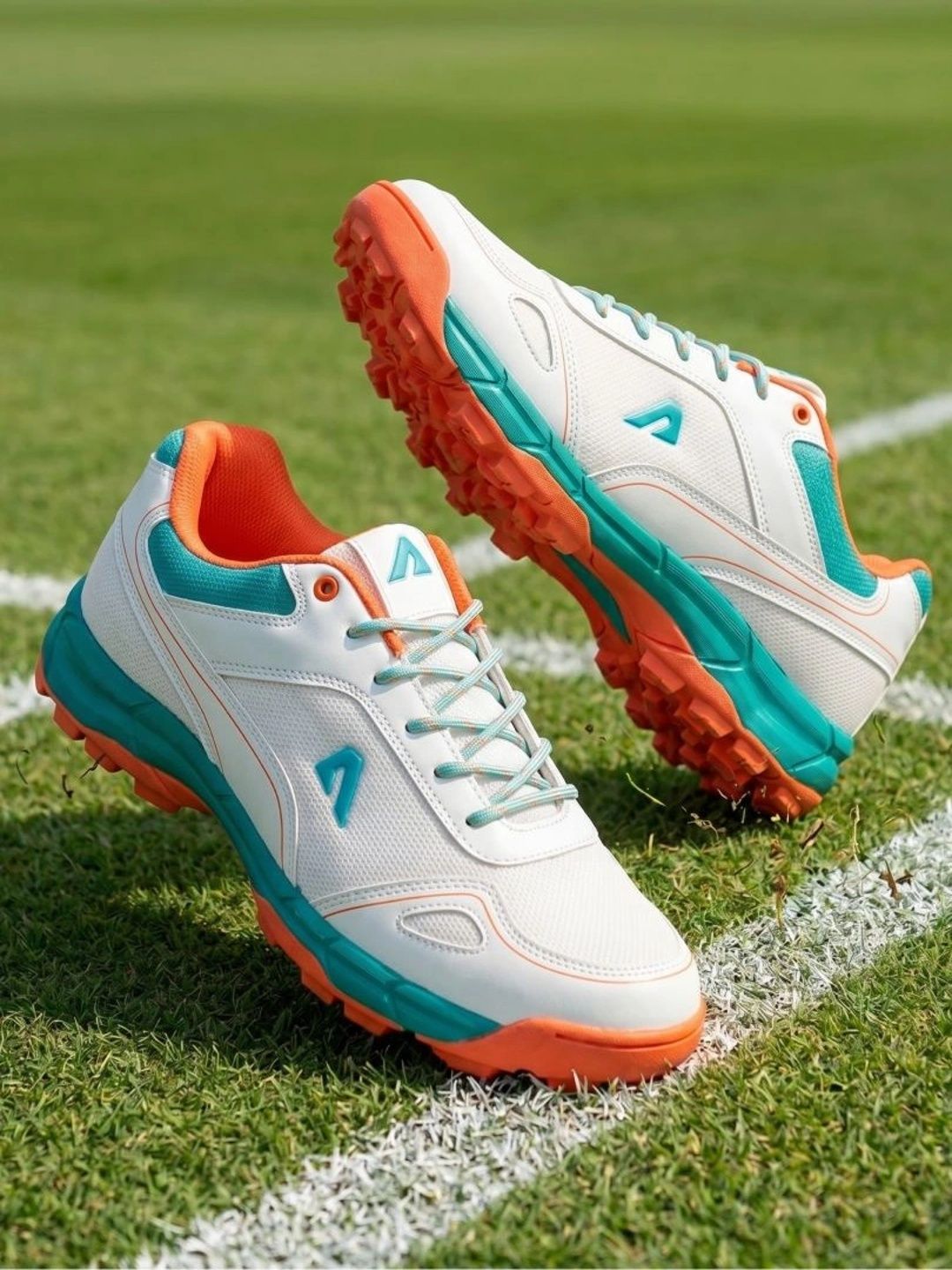 BOLDFIT Men Mint Orange Cs Sports Cricket Shoes