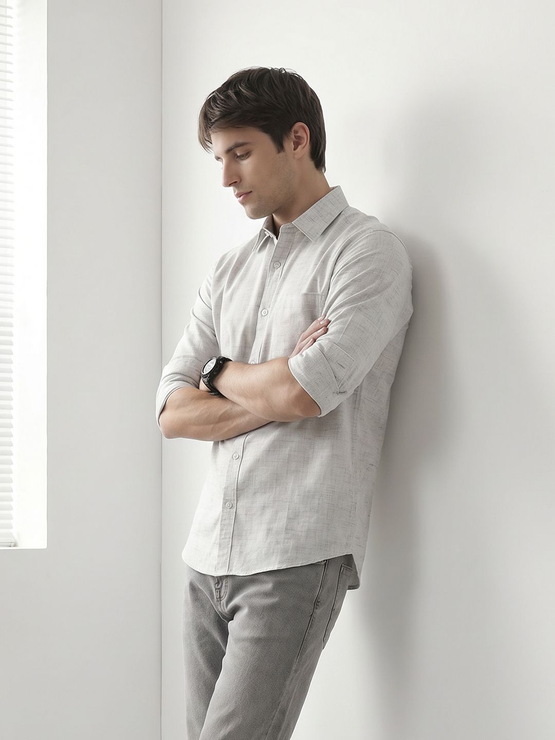 THE SHIRT CODE Vertical Striped Casual Shirt