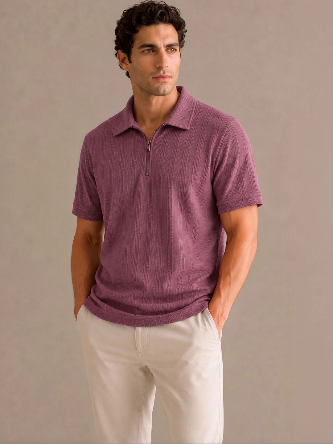 THE BEETEL HOUSE Men Polo Collar T-shirt