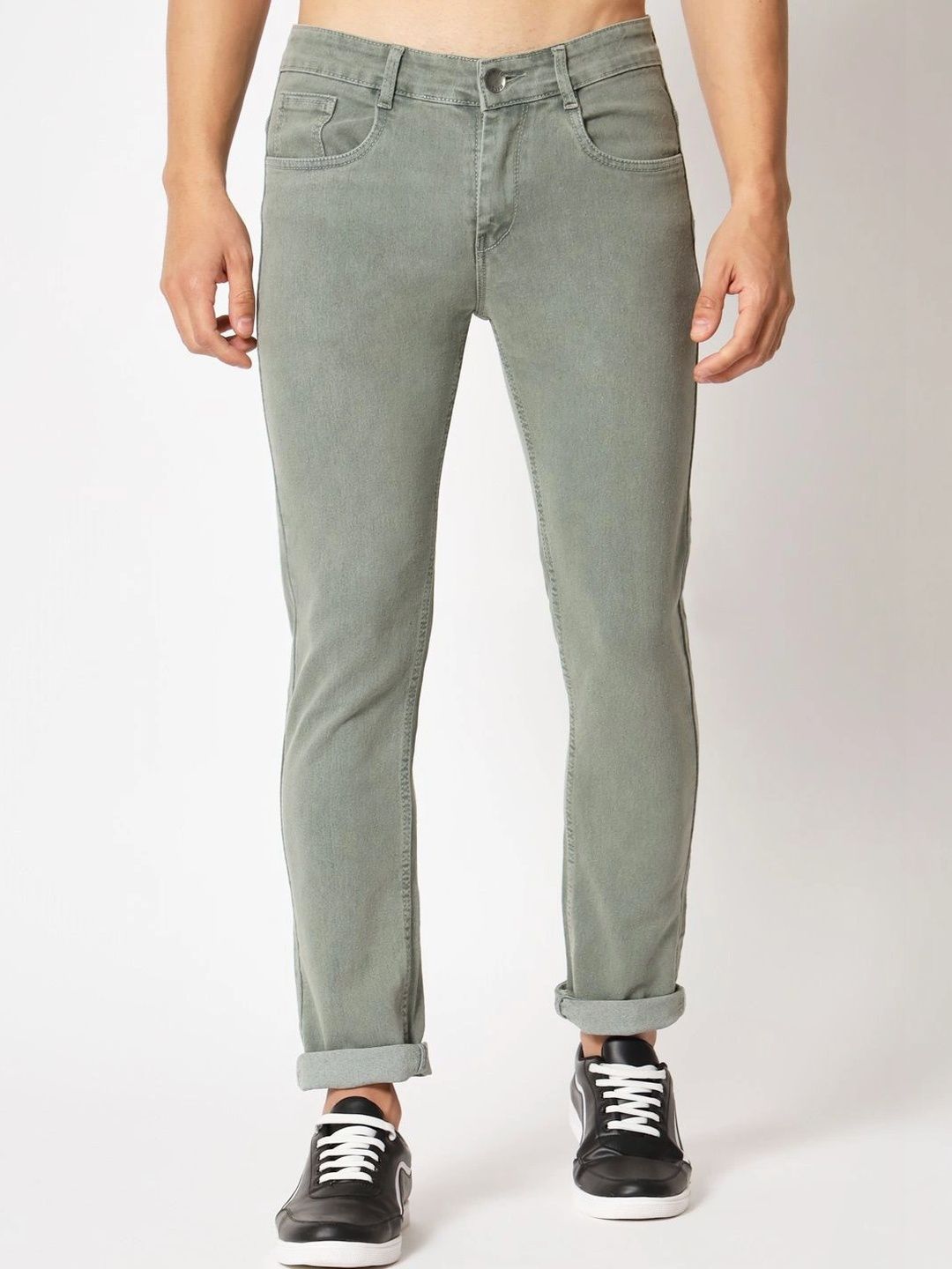 R.Code by The Roadster Life Co. Men Regular Fit Mid-Rise Cuffed Hem Stretchable Jeans