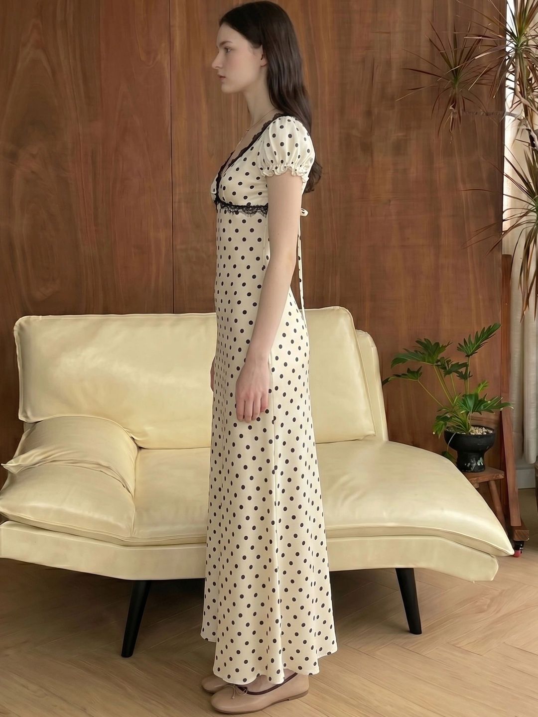 StyleCast x Revolte StyleCast x Revolte Polka Dot Print Puff Sleeve Ruffled Maxi Dress