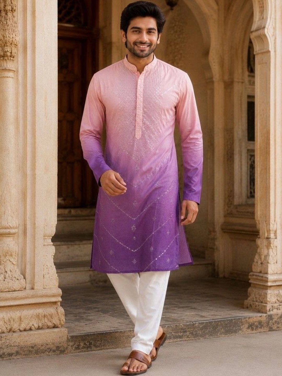 Dincharya Men Embellished Sequinned Kurta