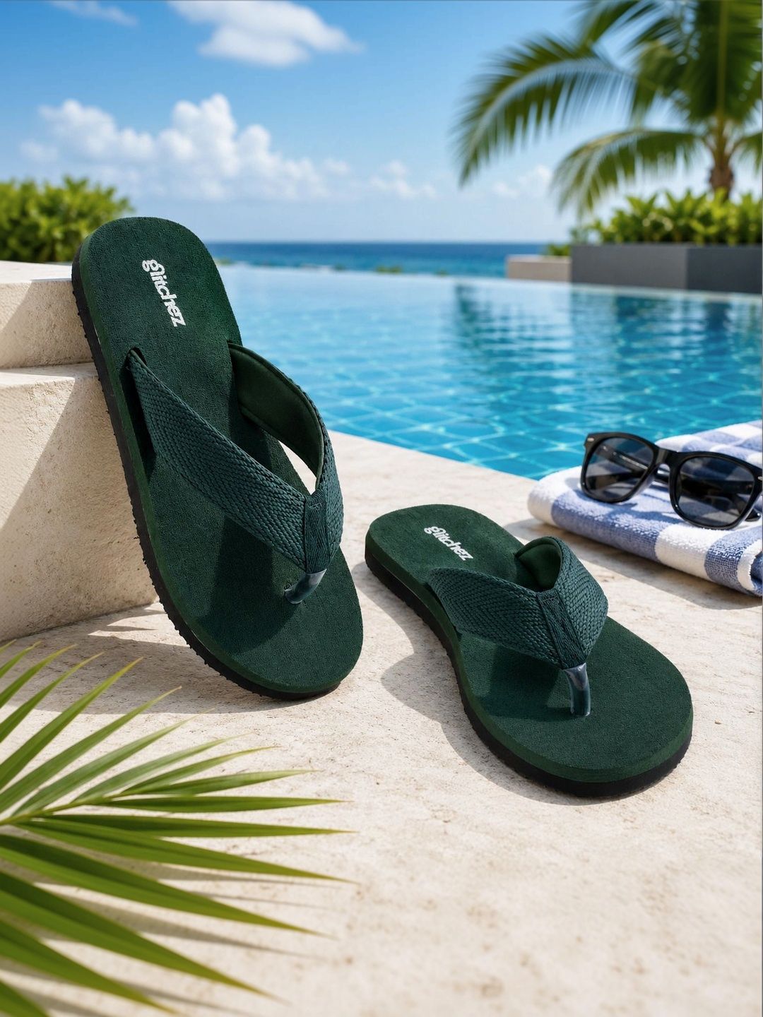 glitchez Men Rubber Thong Flip-Flops