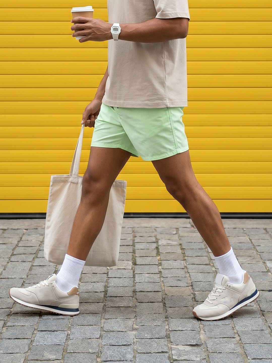 HERE&NOW Mid-Rise Cotton Casual Shorts